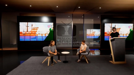 Alumnos en un plató virtual de debate creado con Eddie